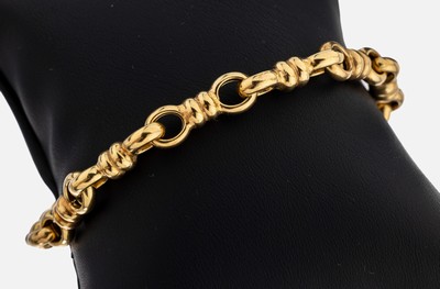 14 kt Gold Armband, GG 585/000, L. ca. 20.5cm, Karabinerschließe, ca. 24.3 g
