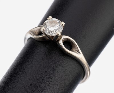 14 kt Gold Brillant Ring, WG 585/000, Brillant-Solitär ca. 0.30 ct Weiß/si, RW 55, ca. 2.3 g