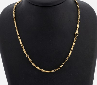 14 kt Gold Collier, GG 585/000 gepr., L. ca. 44.5 cm, Karabinerschließe, ca. 16.8 g