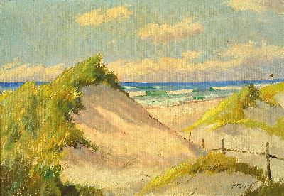 Gross, Maler der 1. Hälfte des 20. Jh., Dünenlandschaft, Öl/Lwd, rechts unten signiert, ca. 43x62cm, R. ca. 51x70cm