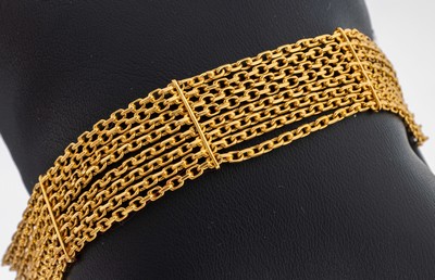 14 kt Gold Armband, GG 585/000, 8-rhg., L. ca. 17 cm, Kastenschloss mit 2 Sicherheitsachten, ca. 19.6 g
