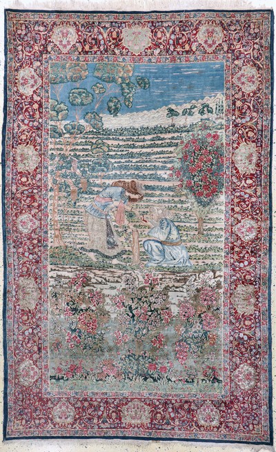 Kerman Lawar fein, Persien, Anfang 20.Jhd, Wolle auf Baumwolle, ca. 245 x 155 cm, EHZ: 2