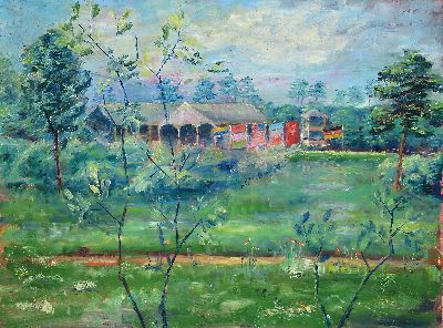 Heinz Reiss, 1923 Haßloch-2008, Pferderennbahn in Haßloch, so rechts unten bezeichnet, signiert und datiert 1960, Öl/Karton, 60x80 cm, Rahmen ...