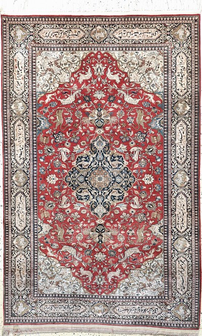Ghom Seide alt, Persien, Mitte 20.Jhd, reine Naturseide, ca. 210 x 136 cm, EHZ: 2