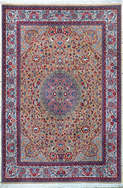 Sarogh Ghiasabad fein, Persien, Mitte 20.Jhd, Korkwolle auf Baumwolle, ca. 160 x 110cm, ca. 500.000 Kn/qm, EHZ:(nahezu neuwertig)