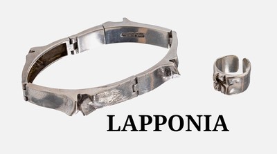 LAPPONIA Schmuckset, Finnland, 1970, 925er Silber, typ. Design, best. aus: Armband und Ring, sign., L. ca. 18 cm, Kastenschloß mit Sicherheitsacht ...