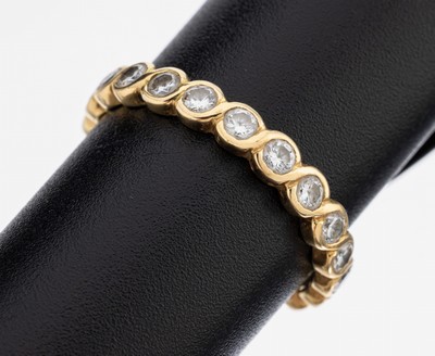 18 kt Gold Brillant-Memoryring, GG 750/000 gepr., Brillanten zus. ca. 1.15 ct Weiß/si, RW57, ca. 2.7 g