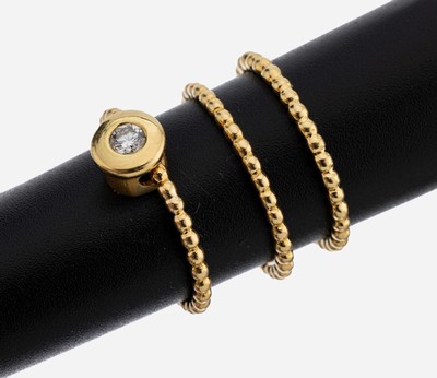 18 kt Gold Brillant-Ringtrio, GG 750/000, 1x mit Brillant ca. 0.15 ct Weiß/si, RW 57, ca.7.1 g