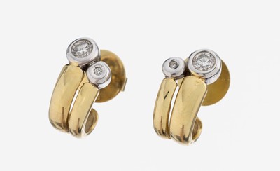 Paar 14 kt Gold Brillant-Ohrstecker, GG/WG 585/000, 4 Brillanten zus. ca. 0.30 ct Weiß/si, ca. 3.6 g