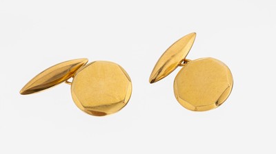 Paar 18 kt Gold Manschettenknöpfe, GG 750/000, runde facett. Form, total ca. 2.9 g