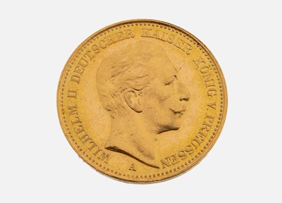 Goldmünze 20 Mark 1887 Wilhelm II., Deutscher Kaiser, König von Preussen, Prägeort A