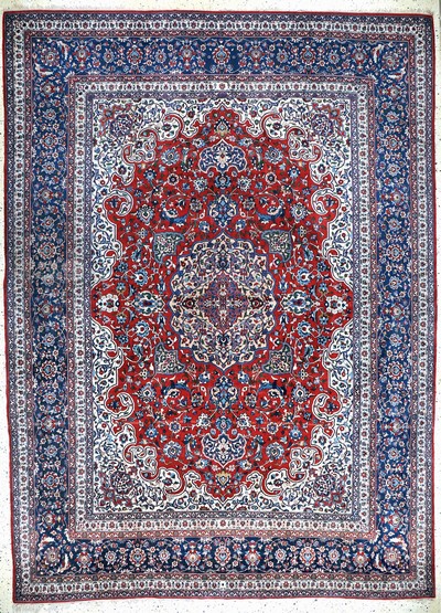 Esfahan"Shooreshi"fein, Persien, Anfang 20.Jhd, Korkwolle auf Baumwolle, ca. 370 x 270cm, ca. 800.000 Kn/qm, EHZ: 2-3