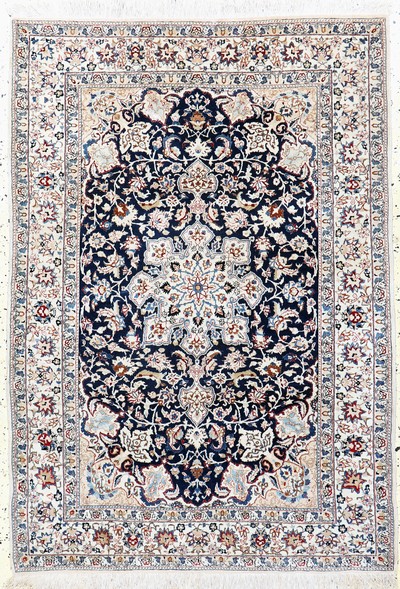 Nain"Tudeschk"fein, Persien, Anfang 20.Jhd,Korkwolle mit Seide, ca. 160 x 113 cm, ca. 1,0Mio. Kn/qm, EHZ: 2