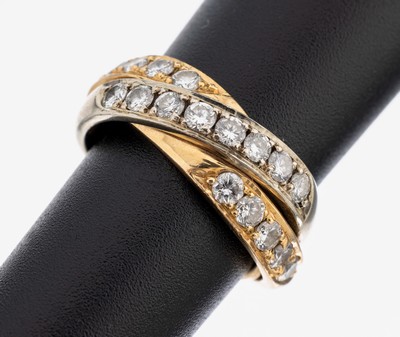 14 kt Gold Brillant-Ring, GG/WG 585/000, 18 Brillanten zus. ca. 0.49 ct Weiß/si, RW 49,ca. 7.7 g