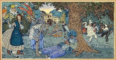 Pierre Brissaud, 1885-1964, frz. Illustrator , 3 Pochoirs, Fetes galantes im Jugendstil, im Druck signiert, Mittelfalz, 2x unter Glas gerahmt 37x52