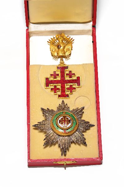 Ritterorden von Heiligen Grab zu Jerusalem, Vatikan, Tanfani & Bertarelli, Rom, 1905 -1967, Komtur des Jerusalemer Kreuz, vergoldet, guillochiert und ...