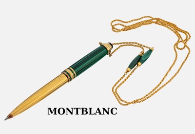 MONTBLANC Drehkugelschreiber MEISTERSTÜCK Solitaire Czar Nicolai, Hommage an WolfgangAmadeus Mozart mit CD, Oberhalb mit Malachiteinlage, ...