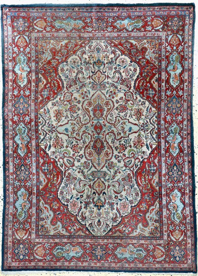 Keschan Kork antik, Persien, um 1900, Korkwolle auf Baumwolle, ca. 194 x 138 cm, Mottenfraß, EHZ: 2
