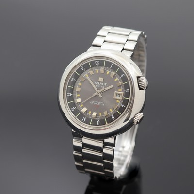 TISSOT Navigator T12 Herrenarmbanduhr Referenz 44596, Schweiz um 1970, Automatik, massives Edelstahlgeh. inkl. orig. Gliederband (Gay Freres) m. ...