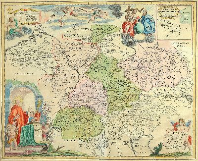 Konvolut aus 4 Kupferstichen: Jerusalem aus der Vogelschau, Braun und Hogenberg, mit Legenden und Kartusche, koloriert, Bugfalte, ca. 34x48cm, u.Gl., ...