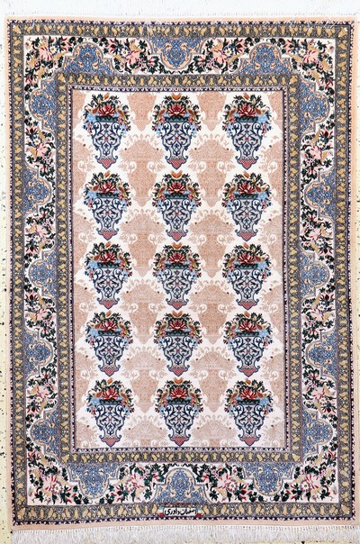 Esfahan"Davari"fein signiert, Persien, Ende20.Jhd, Korkwolle mit und auf Seide, ca. 157 x109 cm, ca. 1,0 Mio. Kn/qm, EHZ: 2