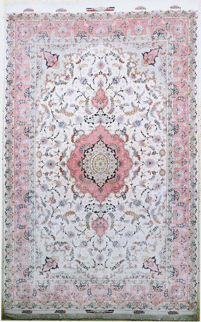 Täbriz fein(50 Raj) signiert, Persien, Ende20.Jhd, Korkwolle mit und auf Seide, ca. 317 x203 cm, ca. 500.000 Kn/qm, EHZ: 1-2