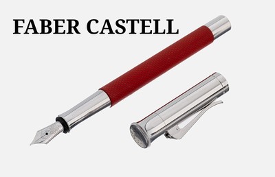 FABER CASTELL Füllfederhalter, Modell Guilloche India Red, Metallteile rhod., Feder WG 750/000, Schaft aus Edel- harz, Gebr.-Spuren