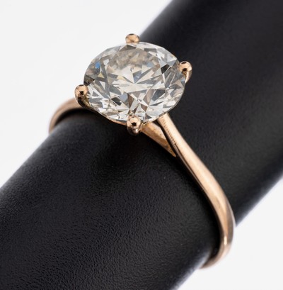 14 kt Gold Brillant-Ring, RG 585/000, Brillant ca. 2.14 ct get. Weiß(L)/si2, RW 54, ca. 1.8 g, IGI-Zertifikat für Brillant anbei
