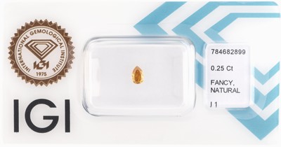 Loser Diamant 0.25 ct Natural Fancy Intense Brown/p1, facett. Tropfen, verschweißt, IGI- Expertise anbei