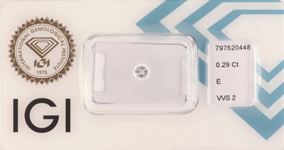 Loser Brillant 0.29 ct hochfeines Weiß (E)/vvs2, eingeschweißt, IGI-Expertise anbei
