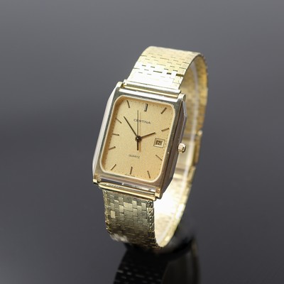 CERTINA Armbanduhr in GG 585/000, Schweiz um 1975, quarz, Goldband, Boden 4-fach verschr., champagnerfarb. Zifferbl. m. gold. Std.-Ind., gold. ...