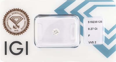 Loser Brillant, 0.27 ct feines Weiß(F)/vvs2, verschweißt, mit IGI-Expertise