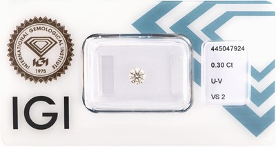 Loser Brillant, 0.30 ct getönt (U-V)/vs2, verschweißt, IGI-Expertise