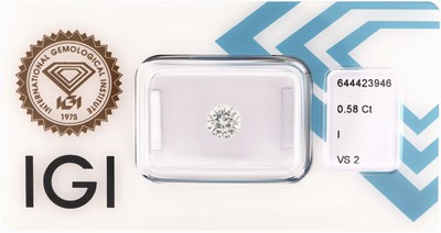 Loser Brillant, 0.58 ct l. get. Weiß(I)/vs2, verschweißt, mit IGI-Expertise