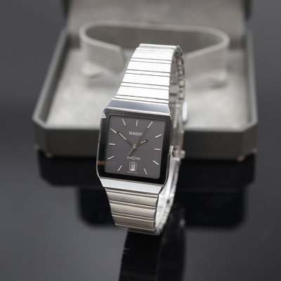 RADO Diastar Armbanduhr Referenz 129.0266.3,Schweiz um 1995, quarz, Edelstahlgeh. inkl. orig. Gliederband m. dopp. Faltschl., Boden aufgedr., graues ...
