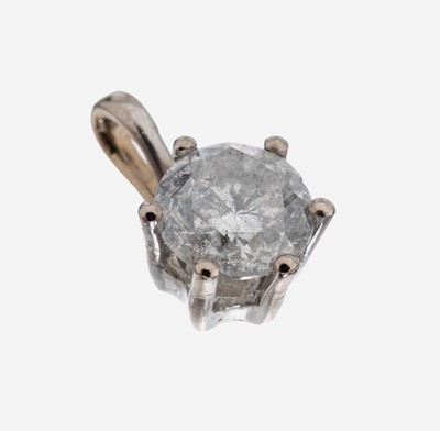 18 kt Gold Brillant-Anhänger, WG 750/000, Brillant ca. 0.65 ct Weiß/p2, min. besch., Meistermarke unged.