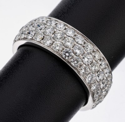 14 kt Gold Brillant-Ring, WG 585/000, Brillanten zus. ca. 3.22 ct (grav.) feines Weiß-l.get.Weiß/vs-si, RW 55, ca. 4.6 g