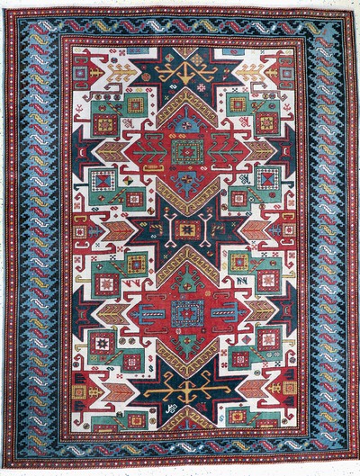 Kopie eines"Stern-Kazak", Türkei, Ende 20.Jhd, Wolle auf Wolle, ca. 270 x 210 cm Reinigungsbedürftig, EHZ: 3
