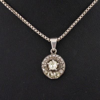 Diamant-Anhänger, Silber gepr., aus älteremund größerem Zusammenhang, mittig Altschliffdiamant ca. 0.40 ct get.Weiß/p, 4 Altschliffdiamanten ...
