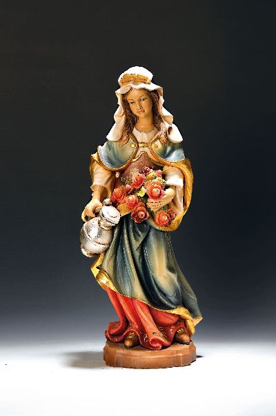 Holzskulptur Hl. Elisabeth, süddeutsch, 1980/90er Jahre, Holz, gefasst und vergoldet H. 59 cm