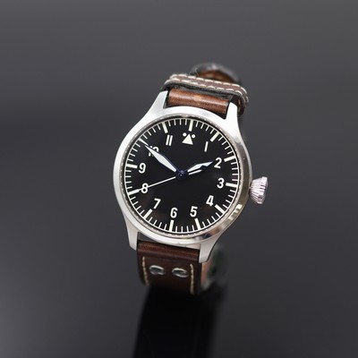STEINHART auf 333 Stück limitierte Fliegeruhr in Stahl, Schweiz um 2010, Automatik, großes 2-tlg. Geh., Boden m. Signatur u. Limitierung (251/333) ...