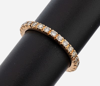 18 kt Gold Brillant-Memoryring, RoseG 750/000, 30 Brillanten zus. ca. 0.83 ct Yellow-Brown/si-p, RW 54, ca. 2.7 g