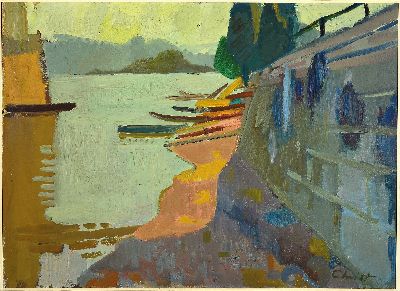 Martin Alfred Christ, 1900 Langenbrück/Schweiz-1979 Mallorca, Mondnacht, rückseitig so betitelt, Öl/Lwd, rechts unten sign., ca. 63x86cm, R. ca. ...