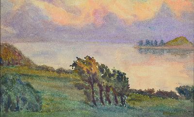 Gabrielle Gruyere-Herbemont, 1875-1921, Aquarell, Landschaftsdarstellung, li. u. signiert, ca. 40 x 65 cm, unter Glas, Rahmen 60 x 84 cm