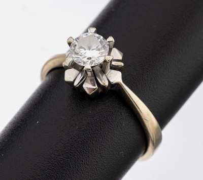 18 kt Gold Brillant-Ring, WG 750/000, Brillant ca. 0.50 ct feines Weiß/vvs, RW 53, ca. 3.5 g