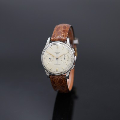 UNIVERSAL GENEVE Uni-Compax Schaltradchronograph in Edelstahl Referenz 22431, Schweiz 1940er Jahre, Handaufzug, 3- teil. Gehäuse, Boden und Glasrand ...