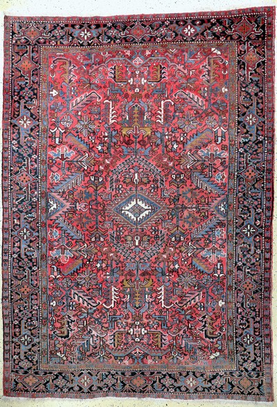Heriz, Persien, Mitte 20.Jhd, Wolle auf Baumwolle, ca. 343 x 238 cm, leicht verblasst,EHZ: 2