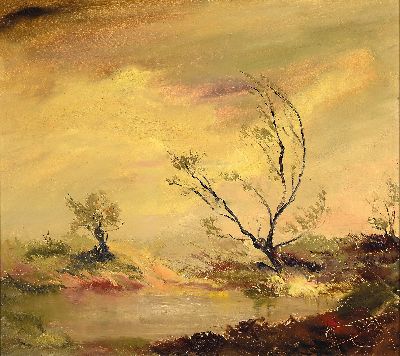 Karl Philipp Spitzer, 1887-1954 Speyer, Altrheinlandschaft im Abendrot, rechts unten signiert, Öl/Masonit, 70x80 cm, Rahmen 86x94 cm