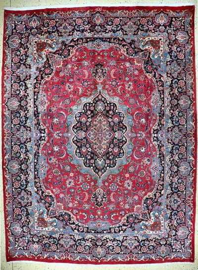 Mesched signiert, Persien, Mitte 20.Jhd, Wolle auf Baumwolle, ca. 395 x 295 cm, EHZ: 1-2