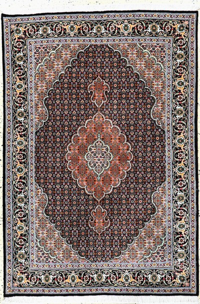 Täbriz fein(50 Raj), Persien, Ende 20.Jhd, Korkwolle mit Seide, ca. 155 x 106 cm, ca. 500.000 Kn/qm, EHZ:(nahezu neuwertig)